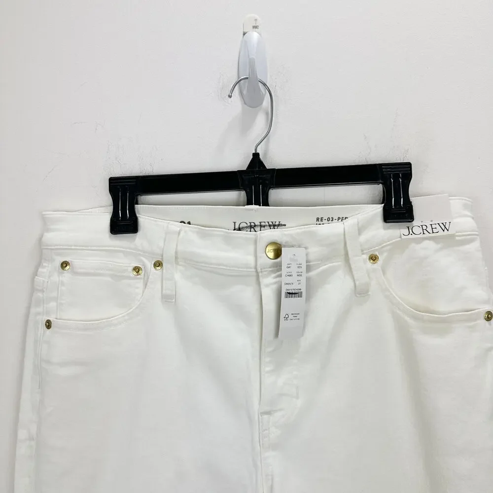 J.Crew Slim Jean White Stretch Denim Mid Rise Classic Preppy Womens US 31 NWT
